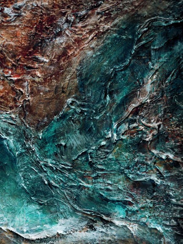 PASSAGE 5, CERCETA FERRUGEM OCEANO MAR PRAIA ABSTRATO PINTURA