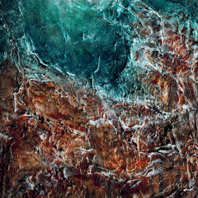 PASSAGE 7, CERCETA FERRUGEM OCEANO MAR PRAIA ABSTRATO PINTURA