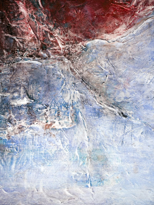 PASSAGE 1, AZUL VERMELHO OCEANO MAR PRAIA ABSTRATO PINTURA