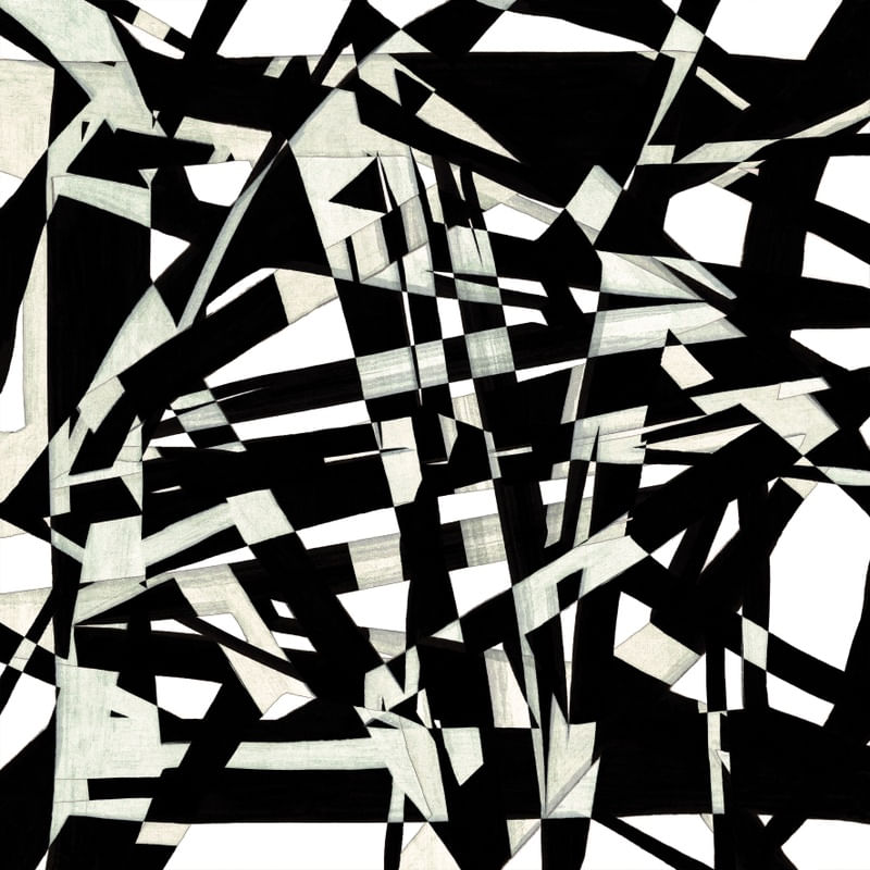 ARACHNID 4, PRETO E BRANCO GEOMETRICO ABSTRATO ELEGANTE URBANO QUADRADO