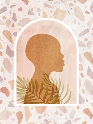 AFRICAN GIRL AND TERRAZZO PATTERN