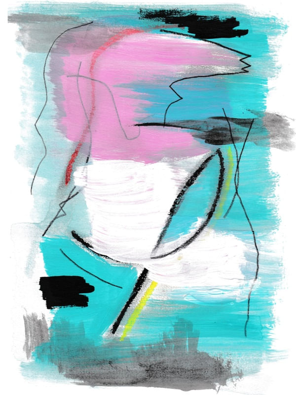 ABSTRATO EM AZUL E ROSA
