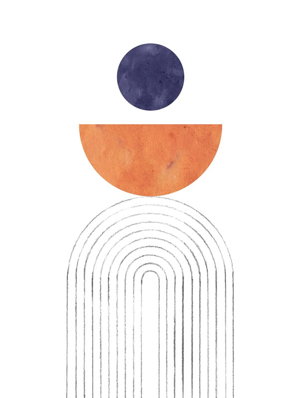 MID CENTURY RAINBOW, NAVY AND TERRACOTTA