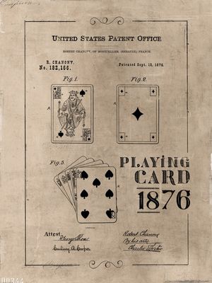 PLAYING CARDS 1876 PATENT
