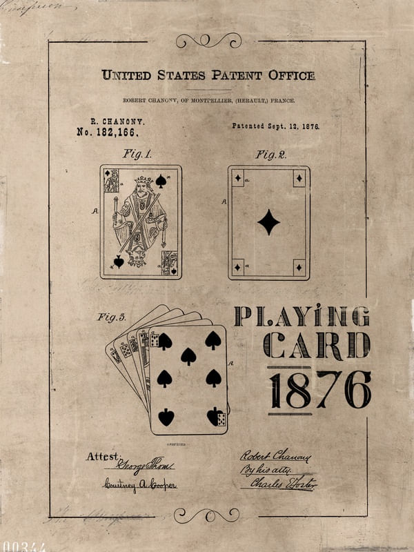 PLAYING CARDS 1876 PATENT