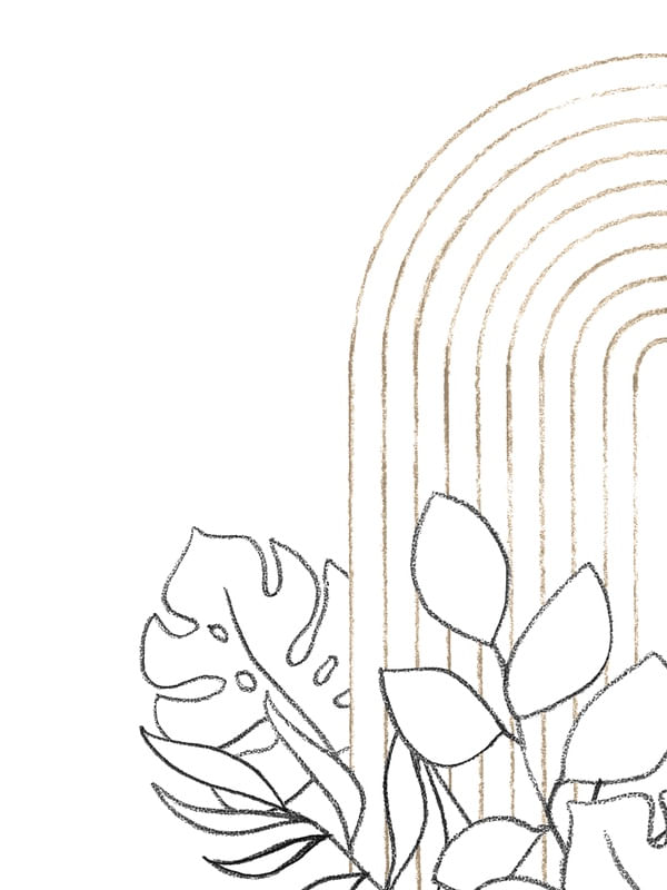 BOTANICAL LINE ART, PLANTS AND ARCH