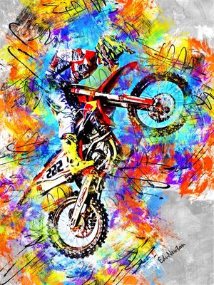 MOTOCROSS SALTO NAS NUVENS - ARTE ABSTRATO