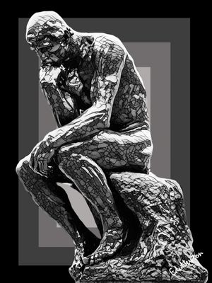 O PENSADOR - VITRAIS COM PRETO E BRANCO