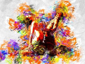 ABRAÇO ROMÂNTICO - ARTE ABSTRATA