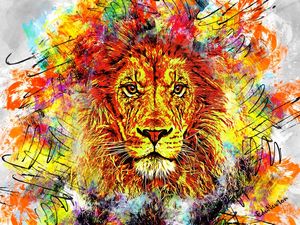 LEÃO, REI DA SELVA - ARTE ABSTRATA