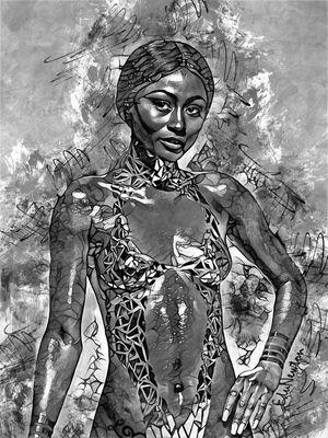 DESFILE DE MODA EM PRETO E BRANCO - ARTE ABSTRATA