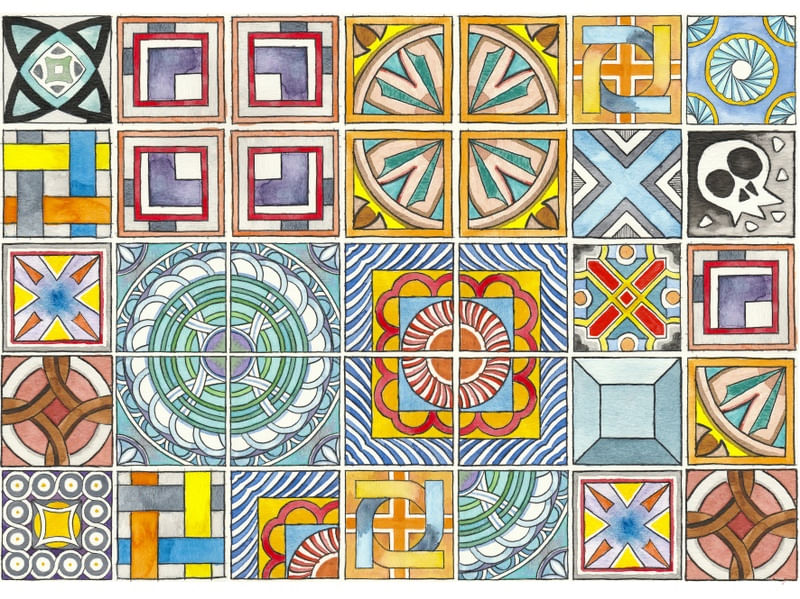 PAINEL DE AZULEJOS MISTOS EM AQUARELA 19