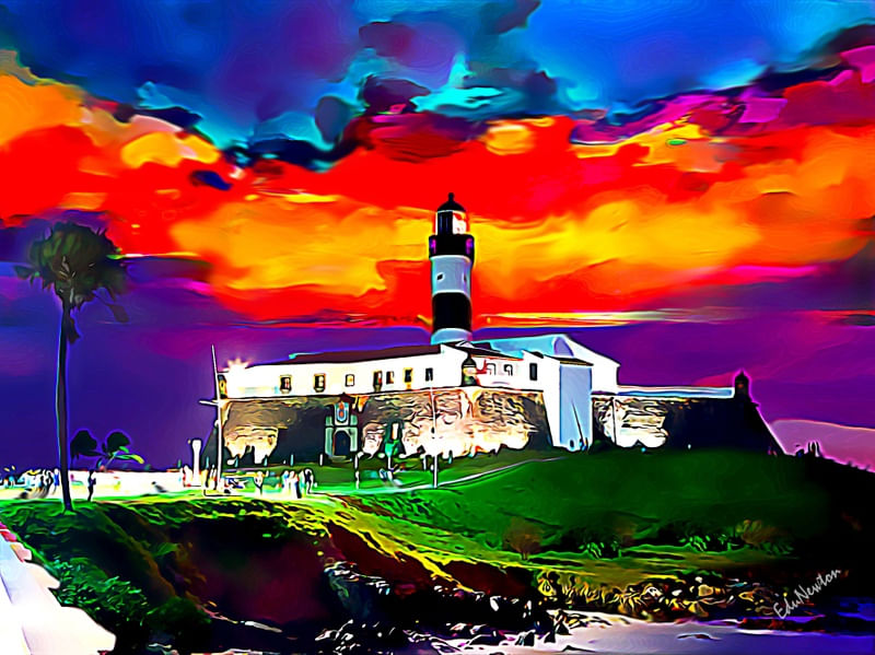 FAROL DA BARRA NO POR DO SOL EM SALVADOR - ARTE MODERNA