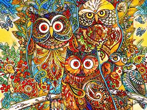 CORUJAS EM VITRAIS - ARTE MODERNA