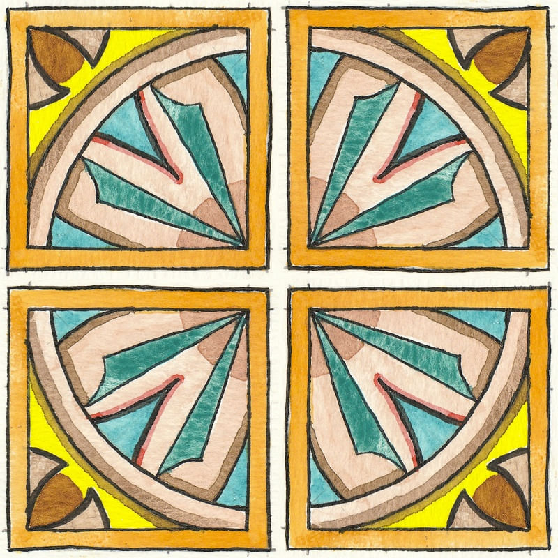 AZULEJO QUADRADO EM AQUARELA 11 - SERIE