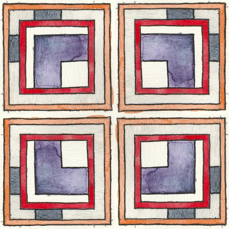 AZULEJO QUADRADO EM AQUARELA 13 - SERIE