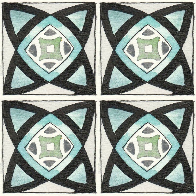 AZULEJO QUADRADO EM AQUARELA 15 - SERIE