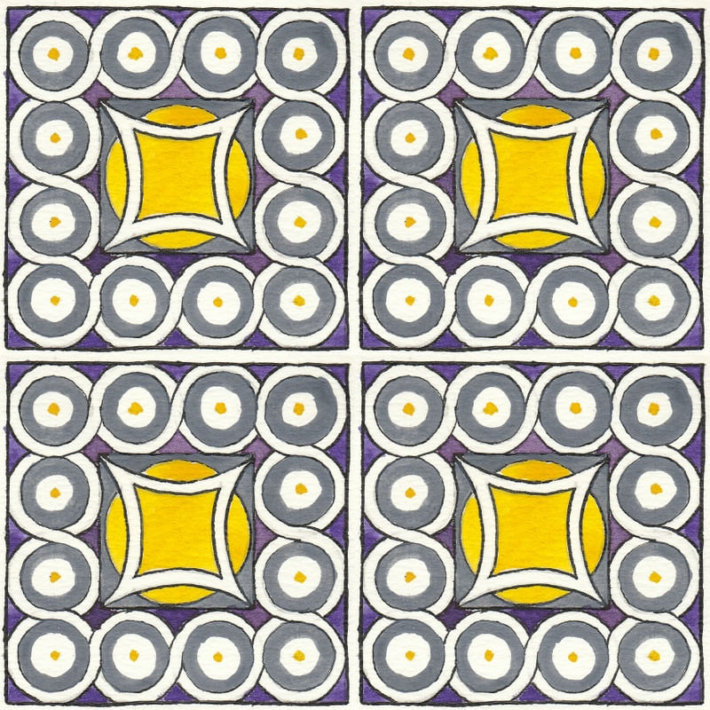 AZULEJO QUADRADO EM AQUARELA 02 - SERIE