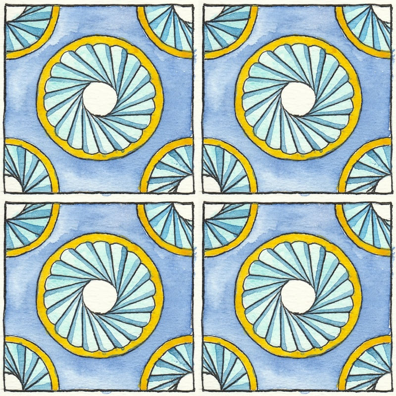 AZULEJO QUADRADO EM AQUARELA 03 - SERIE