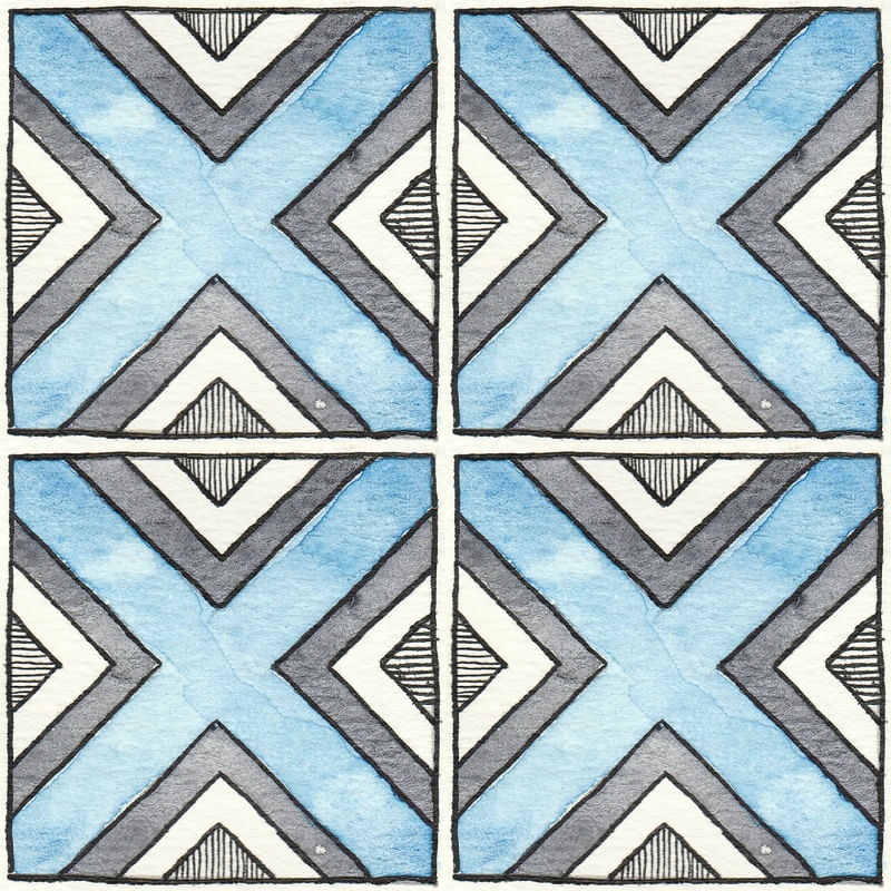AZULEJO QUADRADO EM AQUARELA 07 - SERIE