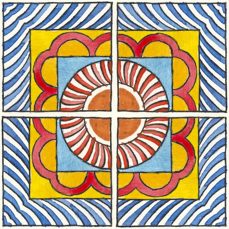 AZULEJO QUADRADO EM AQUARELA 09 - SERIE