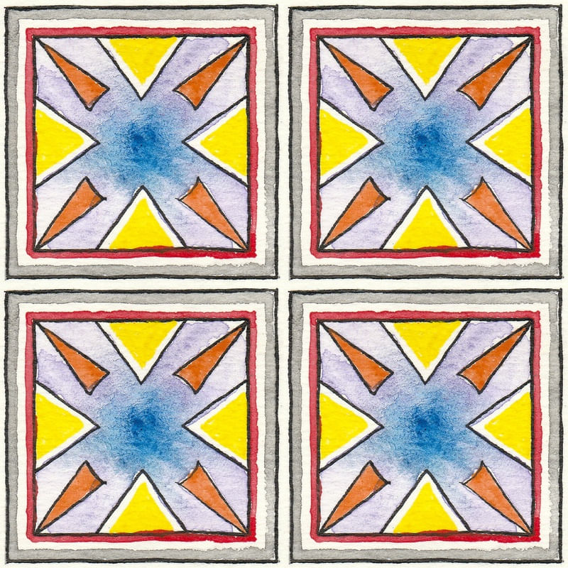 AZULEJO QUADRADO EM AQUARELA 10 - SERIE