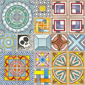PAINEL DE AZULEJOS EM AQUARELA 01