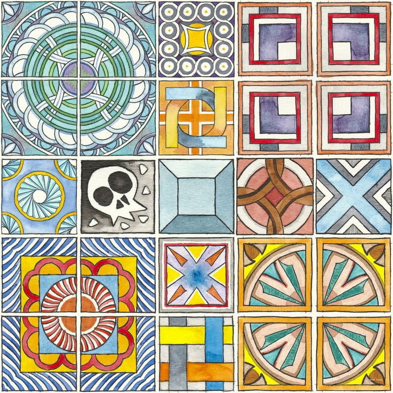 PAINEL DE AZULEJOS EM AQUARELA 01