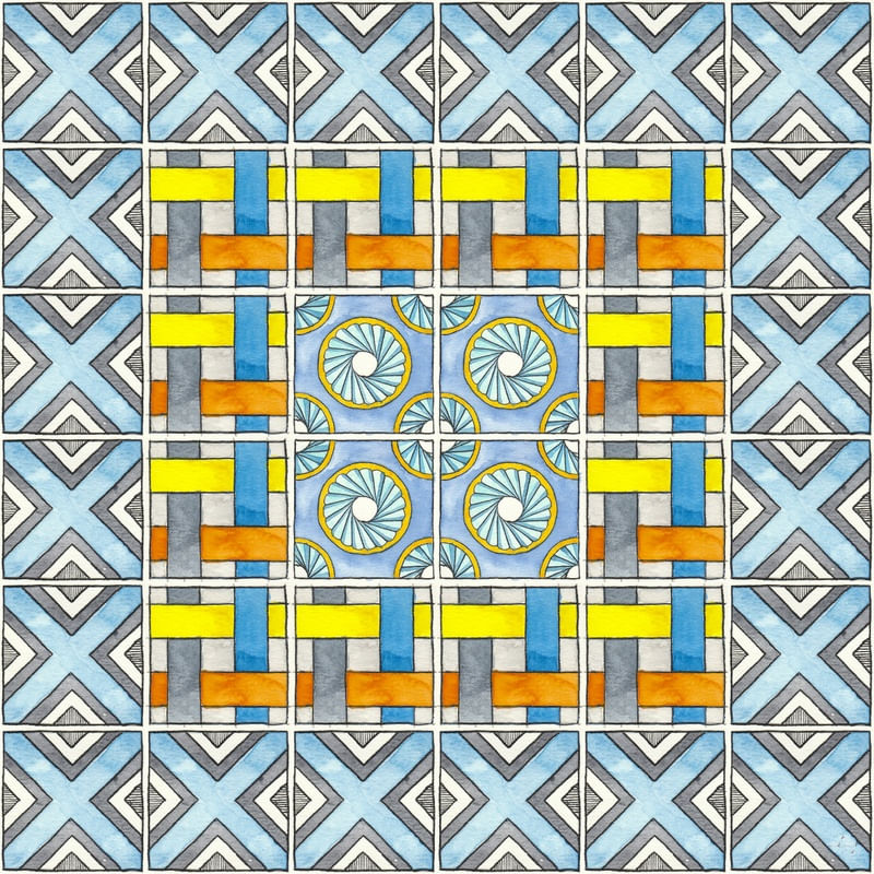 PAINEL DE AZULEJOS MISTOS EM AQUARELA 02