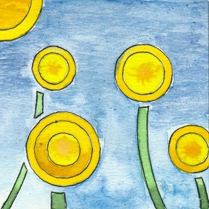FLORES AMARELAS EM AQUARELA