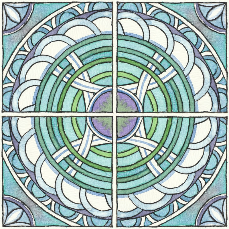 AZULEJO QUADRADO EM AQUARELA 01 - SERIE