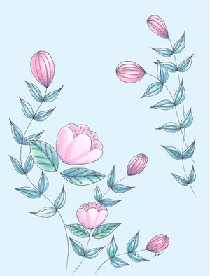 FLORAL PINK BLUE I