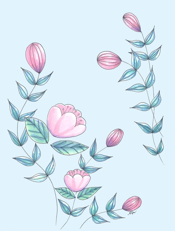 FLORAL PINK BLUE I