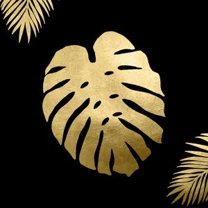 FOLHAS TROPICAIS DOURADAS COM PRETO