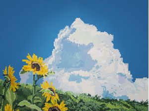 GIRASSOL PIXEL ART VITRAL