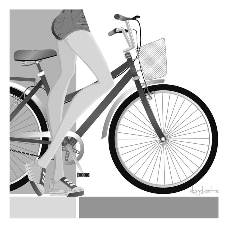 BIKE GIRL BLACK AND WHITE