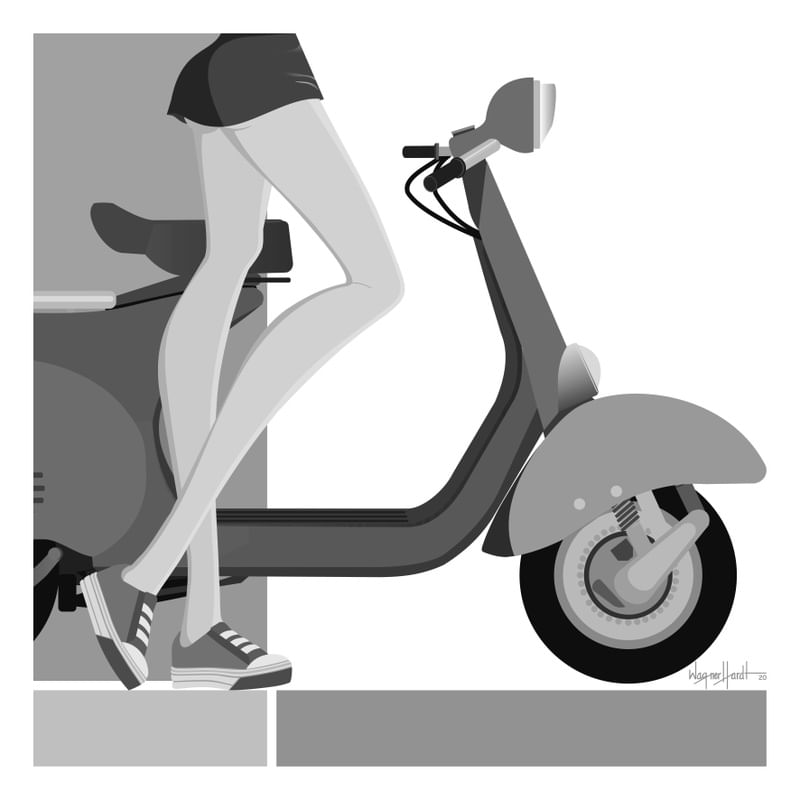 SCOOTER GIRL BLACK AND WHITE
