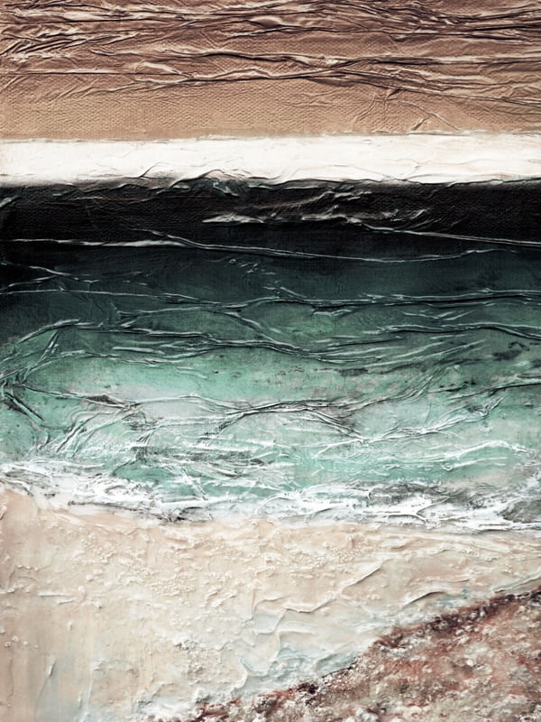 OCEAN CALLING 8, ROSA OURO PESSEGO VERDE SUAVE OCEANO TROPICAL MAR ONDAS PAISAGEM