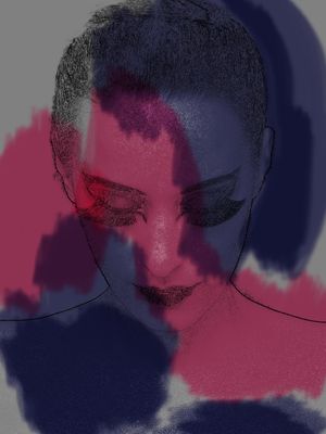 MULHER ABSTRATA AZUL E ROSA