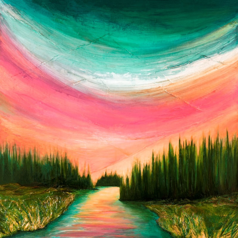 WOODLAND INLET 2, COLORIDO ARCO IRIS PAISAGEM NATUREZA PINTURA