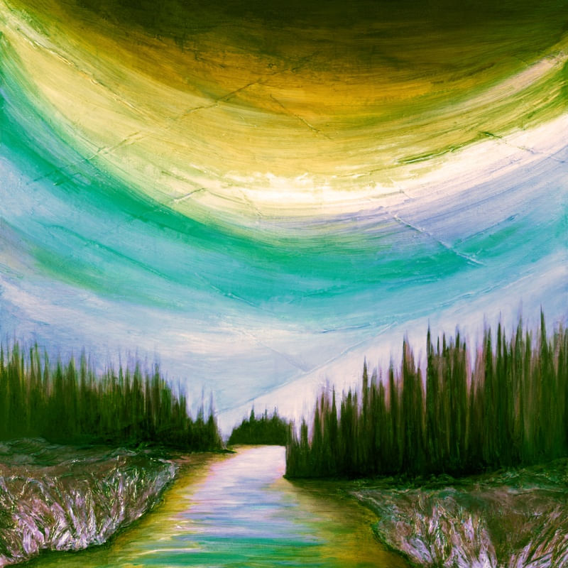 WOODLAND INLET 3, COLORIDO ARCO IRIS PAISAGEM NATUREZA PINTURA