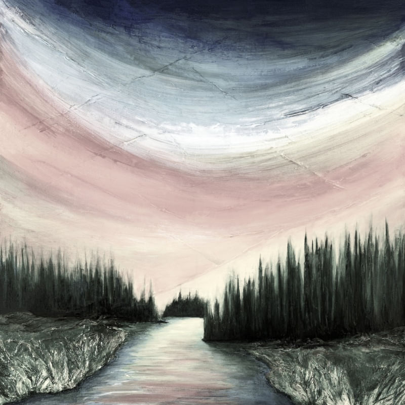 WOODLAND INLET 4, ELEGANTE NEUTRO PAISAGEM NATUREZA PINTURA