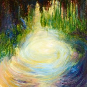 LOOKING GLASS 1, NATUREZA LAGO COLORIDO ORGANICO MODERNO PINTURA