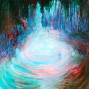 LOOKING GLASS 3, NATUREZA LAGO COLORIDO ORGANICO MODERNO PINTURA