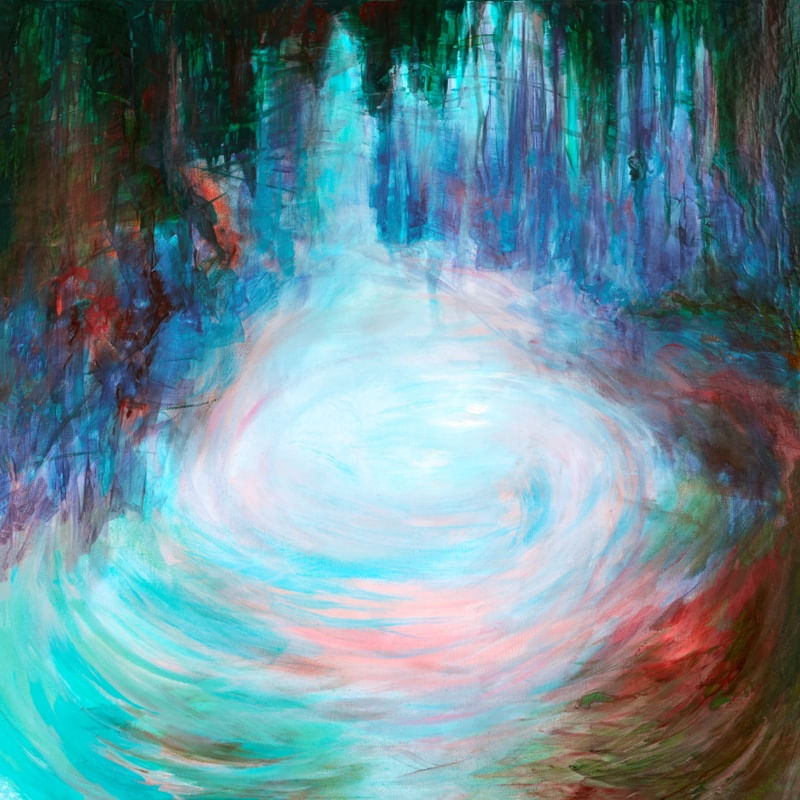LOOKING GLASS 3, NATUREZA LAGO COLORIDO ORGANICO MODERNO PINTURA