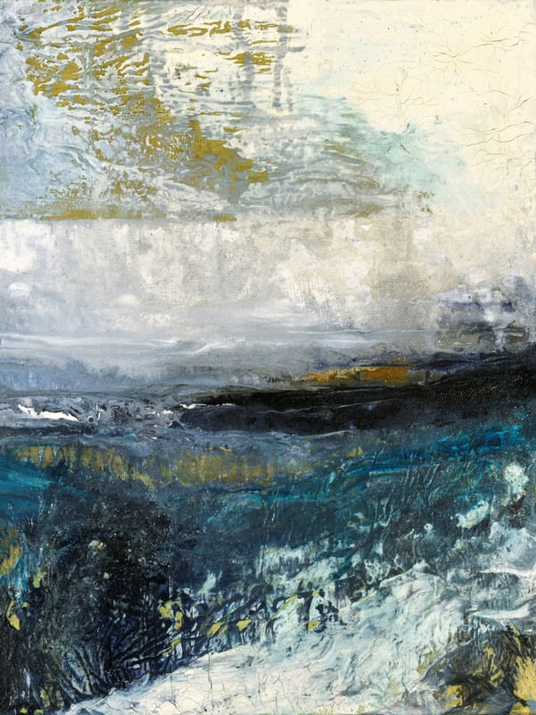 COASTAL LANDSCAPE STUDY, AZUL OCEANO ABSTRATO MODERNO ELEGANTE PINTURA