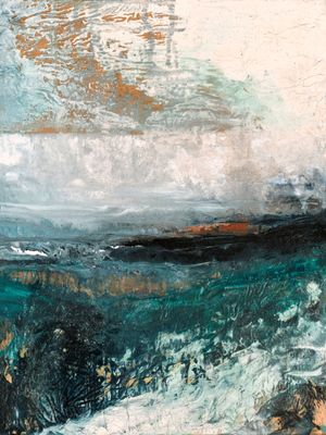 COASTAL LANDSCAPE STUDY, CERCETA OCEANO ABSTRATO MODERNO ELEGANTE PINTURA