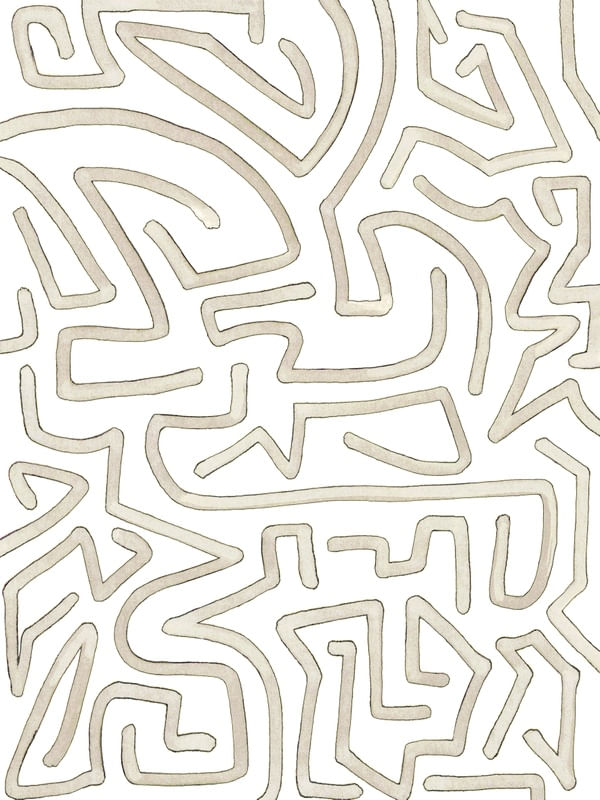 PRIMAL SELF 6, BEGE E BRANCO ABSTRATO GRAFITE MODERNO ORGANICO SKETCH