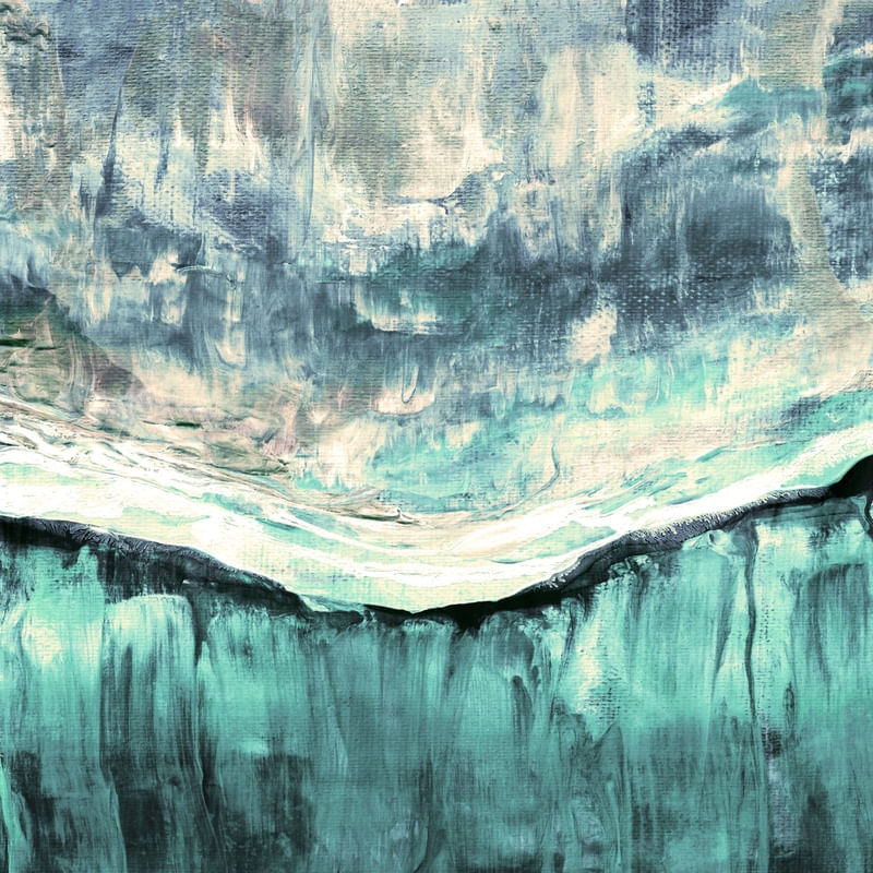 MOUNTAIN FLOW 2, CERCETA AZUL MODERNO PAISAGEM ELEGANTE ATMOSFERICO PINTURA