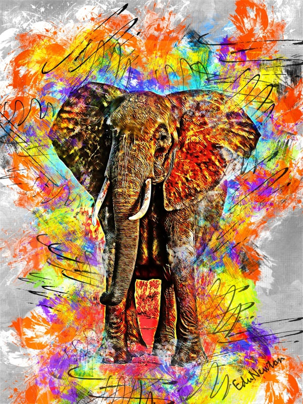 ELEFATE AFRICANO - ARTE ABSTRATA